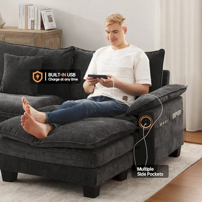 Living Room Furniture Sets, Modular Sectional Sofa Set with Ottoman for Living Room, Convertible Sofa Couch