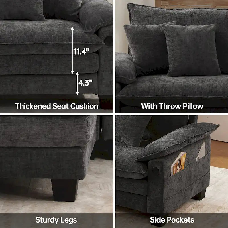 Living Room Furniture Sets, Modular Sectional Sofa Set with Ottoman for Living Room, Convertible Sofa Couch