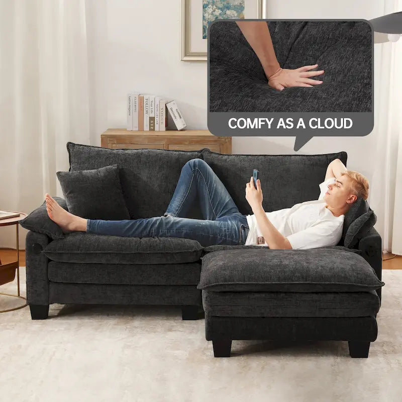 Living Room Furniture Sets, Modular Sectional Sofa Set with Ottoman for Living Room, Convertible Sofa Couch