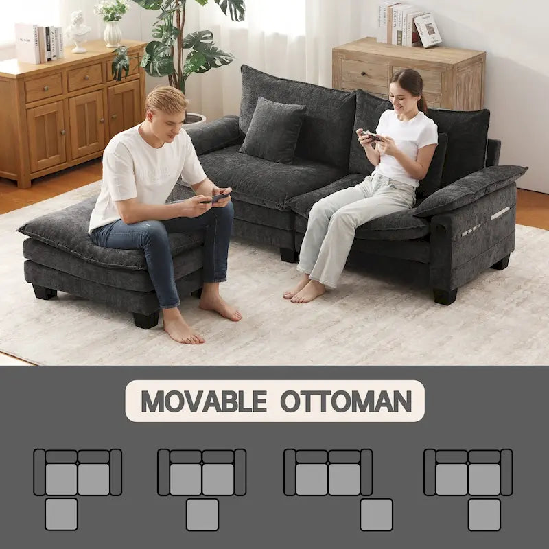 Living Room Furniture Sets, Modular Sectional Sofa Set with Ottoman for Living Room, Convertible Sofa Couch