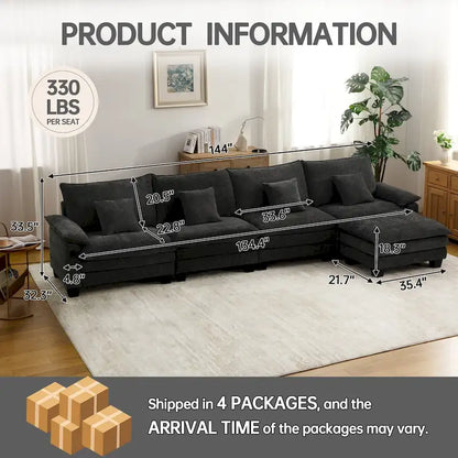 Living Room Furniture Sets, Modular Sectional Sofa Set with Ottoman for Living Room, Convertible Sofa Couch