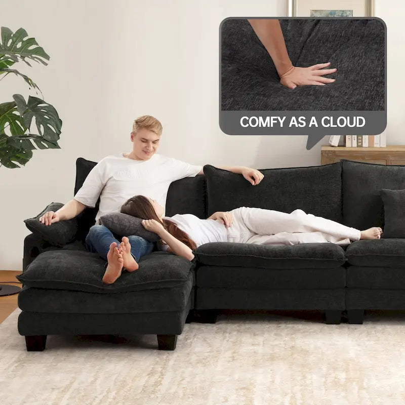 Living Room Furniture Sets, Modular Sectional Sofa Set with Ottoman for Living Room, Convertible Sofa Couch