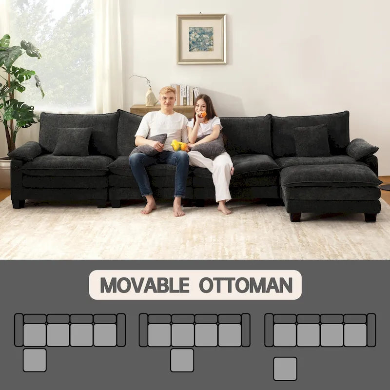 Living Room Furniture Sets, Modular Sectional Sofa Set with Ottoman for Living Room, Convertible Sofa Couch