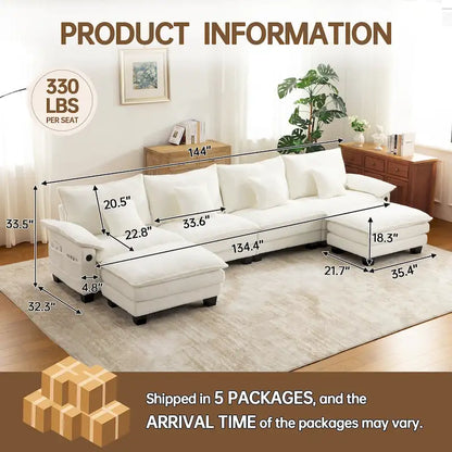 Living Room Furniture Sets, Modular Sectional Sofa Set with Ottoman for Living Room, Convertible Sofa Couch
