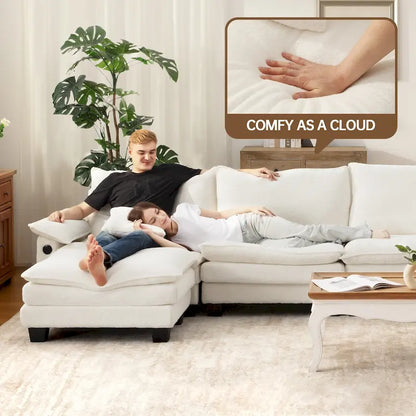 Living Room Furniture Sets, Modular Sectional Sofa Set with Ottoman for Living Room, Convertible Sofa Couch