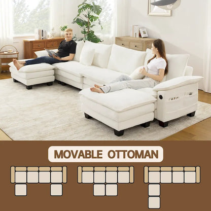 Living Room Furniture Sets, Modular Sectional Sofa Set with Ottoman for Living Room, Convertible Sofa Couch