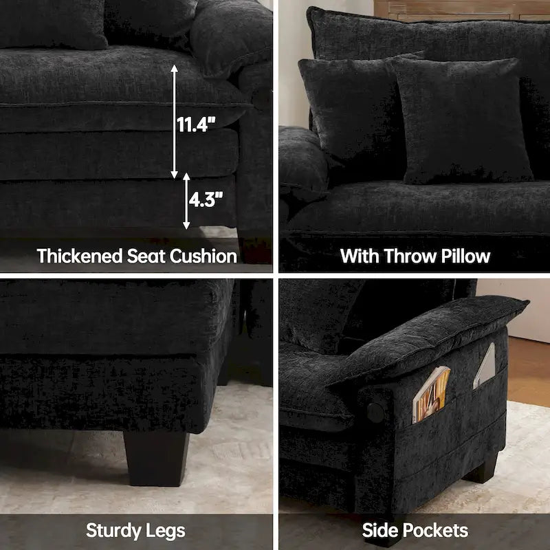 Living Room Furniture Sets, Modular Sectional Sofa Set with Ottoman for Living Room, Convertible Sofa Couch