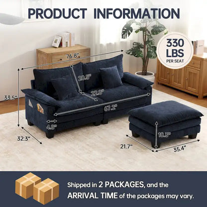 Living Room Furniture Sets, Modular Sectional Sofa Set with Ottoman for Living Room, Convertible Sofa Couch