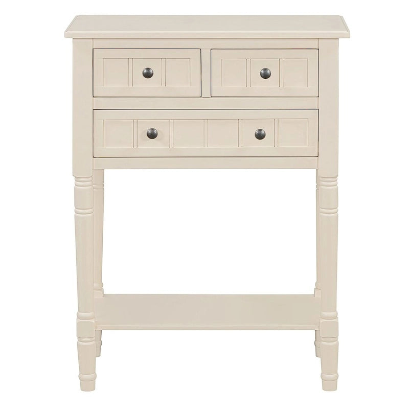 23.7 Farmhouse Solid Wood Console Table with 3 Drawers and Bottom Shelf