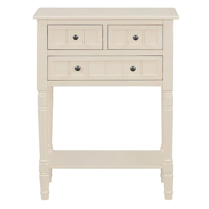 23.7 Farmhouse Solid Wood Console Table with 3 Drawers and Bottom Shelf