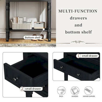 23.7 Farmhouse Solid Wood Console Table with 3 Drawers and Bottom Shelf