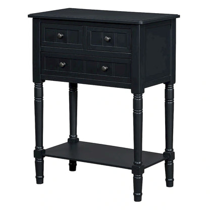 23.7 Farmhouse Solid Wood Console Table with 3 Drawers and Bottom Shelf