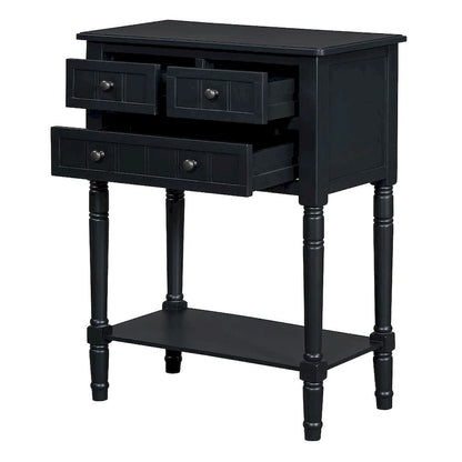 23.7 Farmhouse Solid Wood Console Table with 3 Drawers and Bottom Shelf