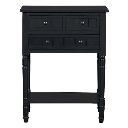 23.7 Farmhouse Solid Wood Console Table with 3 Drawers and Bottom Shelf