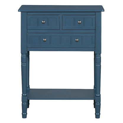 23.7 Farmhouse Solid Wood Console Table with 3 Drawers and Bottom Shelf