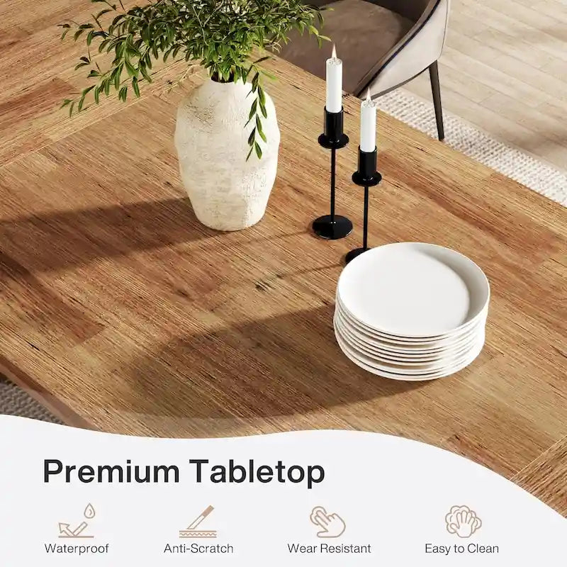 71 Inches Farmhouse Dining Room Table for 6-8 People with Solid Pedestal