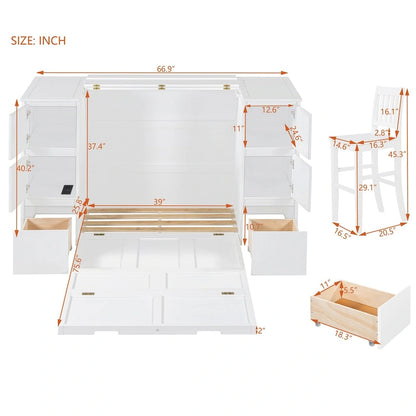 Merax Murphy Bed with Drawers and Cabinets