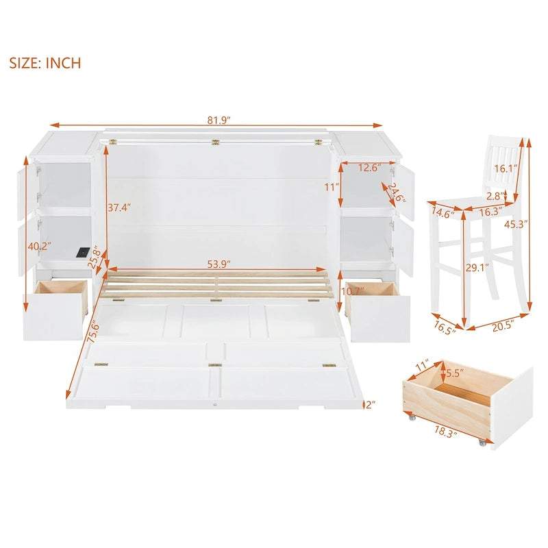 Merax Murphy Bed with Drawers and Cabinets