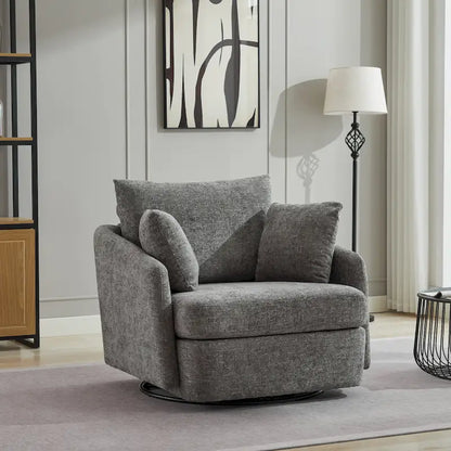 40.6 W Upholstered Swivel Accent Sofa Chair With Pillows