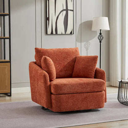 40.6 W Upholstered Swivel Accent Sofa Chair With Pillows