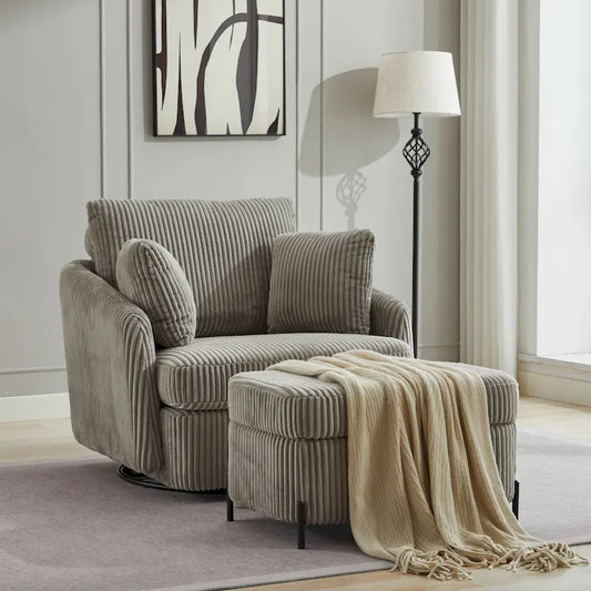 40.6 W Upholstered Swivel Accent Sofa Chair With Pillows