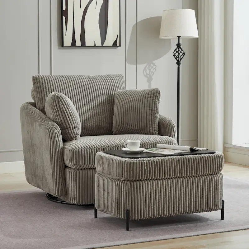 40.6 W Upholstered Swivel Accent Sofa Chair With Pillows