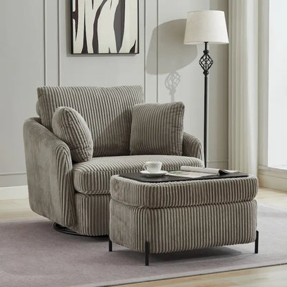 40.6 W Upholstered Swivel Accent Sofa Chair With Pillows