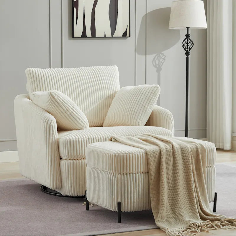 40.6 W Upholstered Swivel Accent Sofa Chair With Pillows