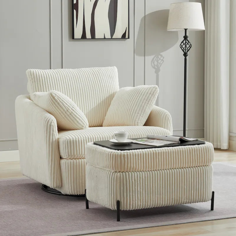 40.6 W Upholstered Swivel Accent Sofa Chair With Pillows