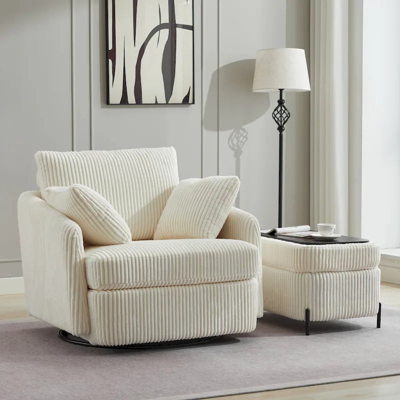 40.6 W Upholstered Swivel Accent Sofa Chair With Pillows