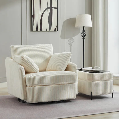 40.6 W Upholstered Swivel Accent Sofa Chair With Pillows