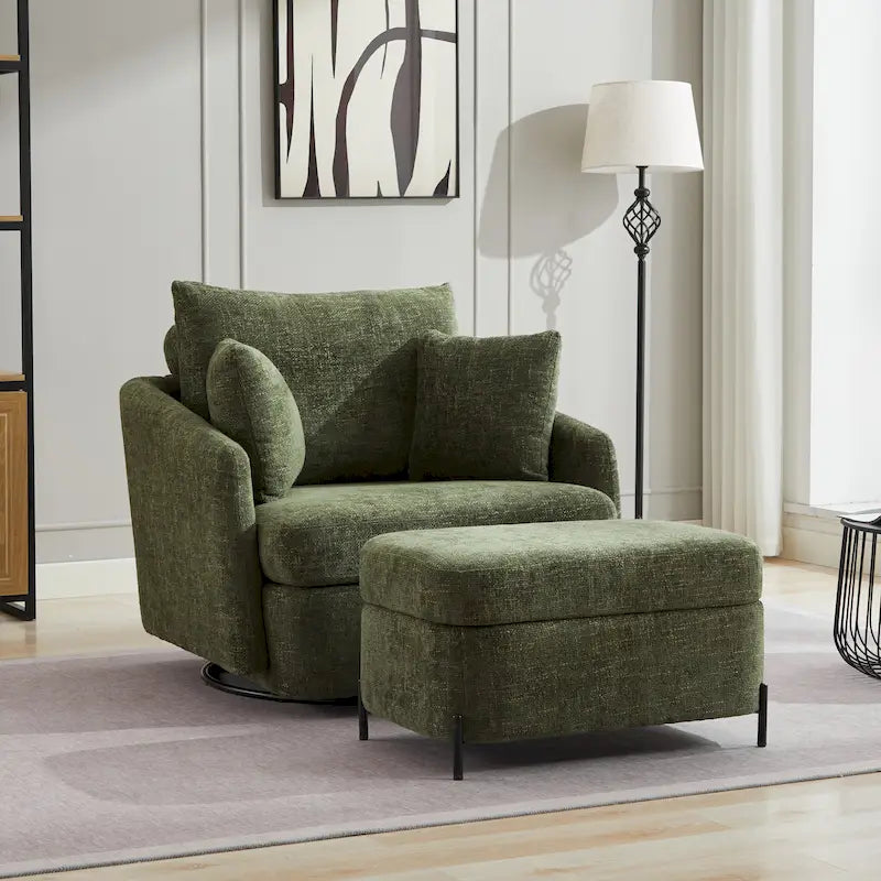 40.6 W Upholstered Swivel Accent Sofa Chair With Pillows