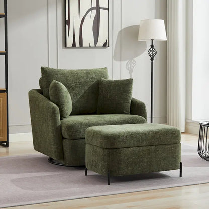 40.6 W Upholstered Swivel Accent Sofa Chair With Pillows