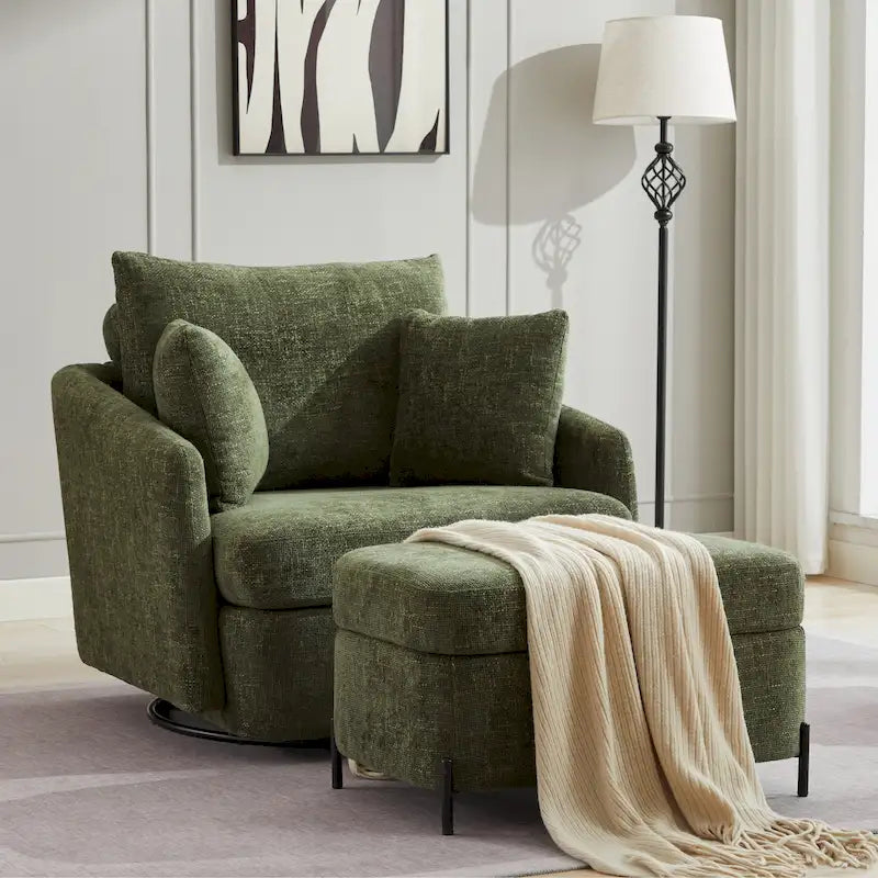 40.6 W Upholstered Swivel Accent Sofa Chair With Pillows