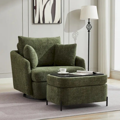 40.6 W Upholstered Swivel Accent Sofa Chair With Pillows