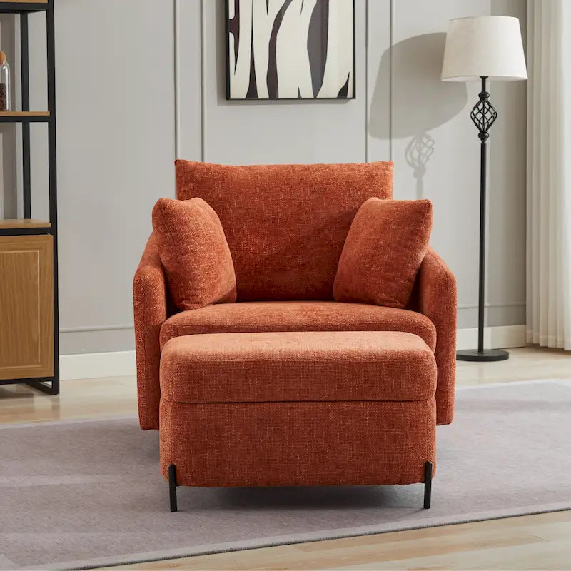 40.6 W Upholstered Swivel Accent Sofa Chair With Pillows
