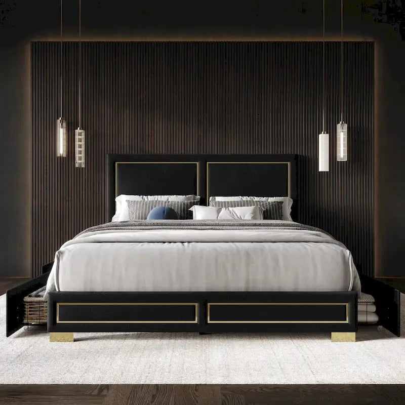 Jasper Full Upholstered Storage Platform Bed