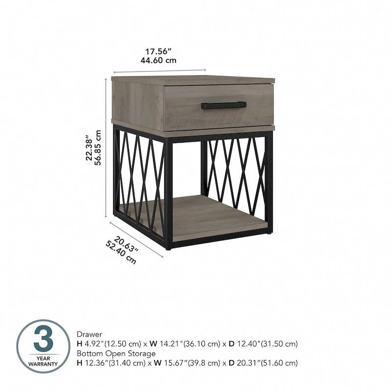 City Park Industrial End Table with Drawer