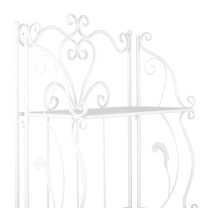 Metal Scroll Indoor Outdoor Tall Folding 5 Shelves Bakers Rack - Gold or White - Roche River Decor