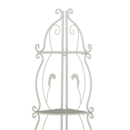 Metal Scroll Indoor Outdoor Tall Folding 5 Shelves Bakers Rack - Gold or White - Roche River Decor