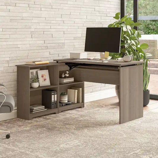 Bush Furniture Cabot 52W Standing Corner Desk with Shelves