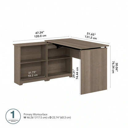 Bush Furniture Cabot 52W Standing Corner Desk with Shelves