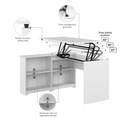 Bush Furniture Cabot 52W Standing Corner Desk with Shelves