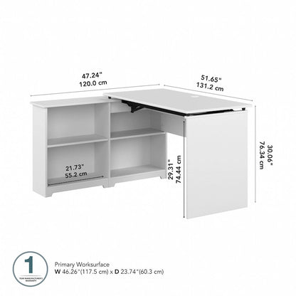 Bush Furniture Cabot 52W Standing Corner Desk with Shelves
