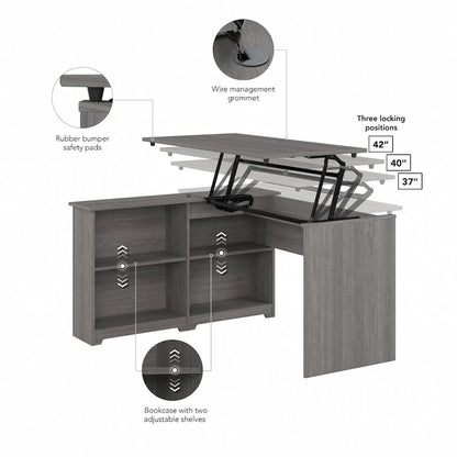 Bush Furniture Cabot 52W Standing Corner Desk with Shelves