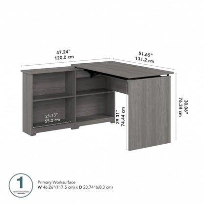 Bush Furniture Cabot 52W Standing Corner Desk with Shelves