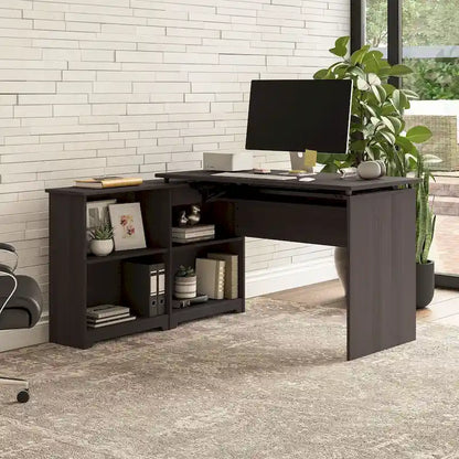 Bush Furniture Cabot 52W Standing Corner Desk with Shelves