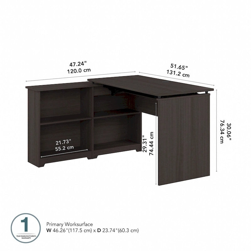 Bush Furniture Cabot 52W Standing Corner Desk with Shelves