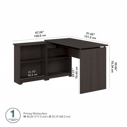Bush Furniture Cabot 52W Standing Corner Desk with Shelves