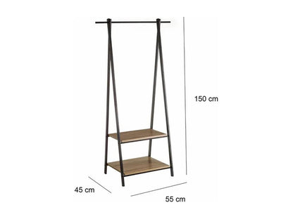 Clothes rack, natural/black color - Length 55 x Depth 45 x Height 150 cm